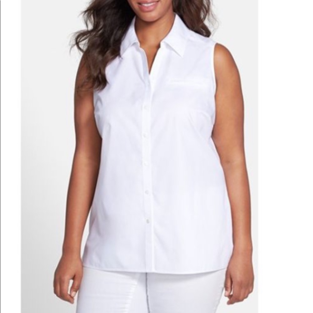 White Foxcroft Sleeveless Button Down (20W)